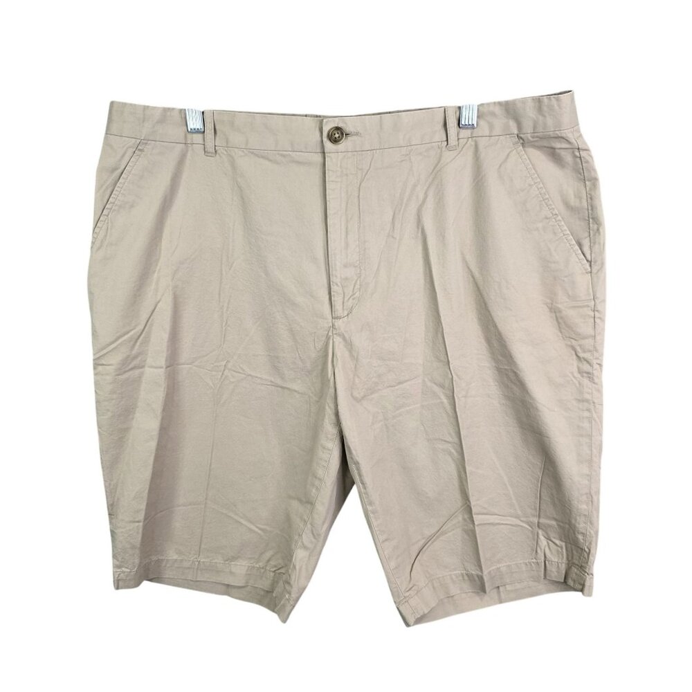 Mens Perry Ellis Beige Bermuda Shorts Flat Front 12" Inseam 100% Cotton Size 38